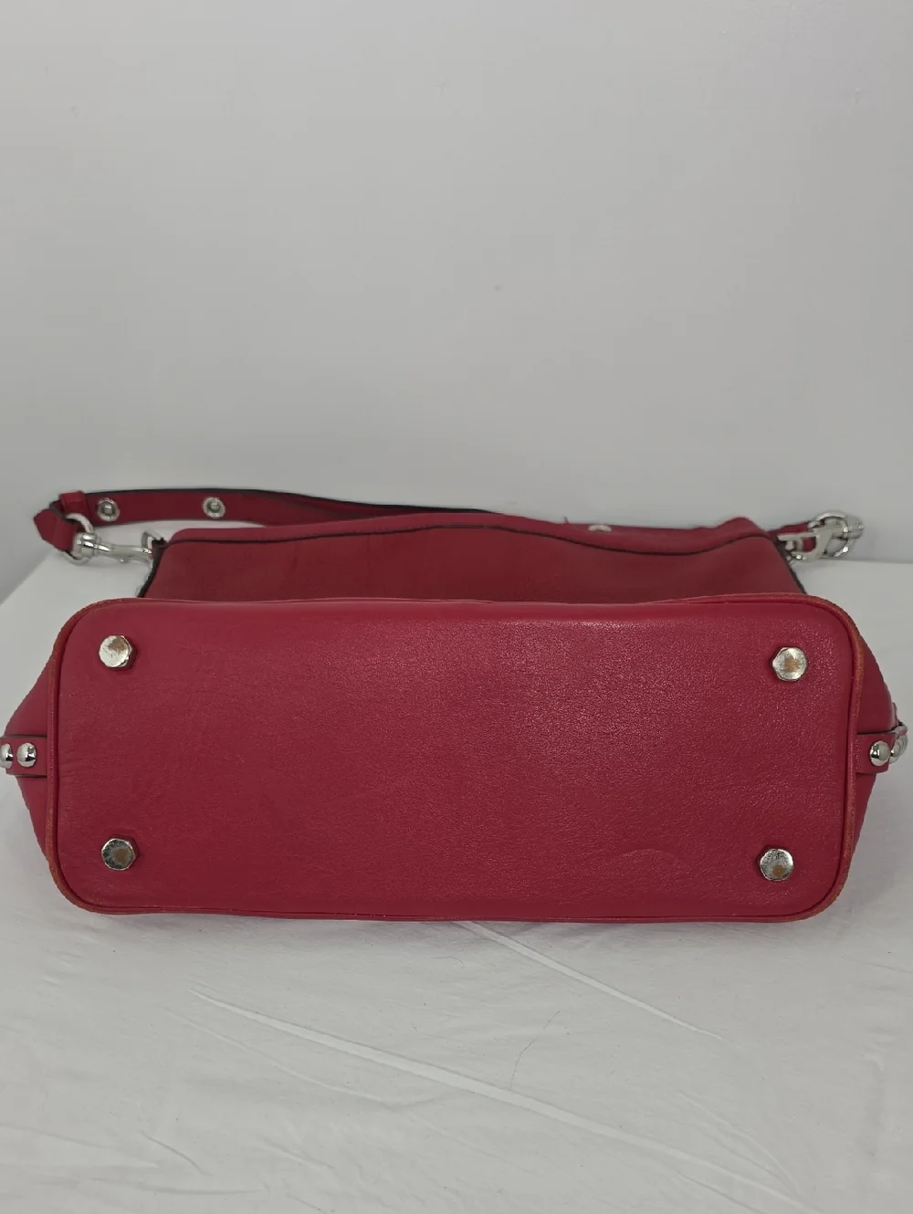Rebecca Minkoff Red‎ Leather Silver Studded Blythe Dual Strap Hobo Shoulder Bag
